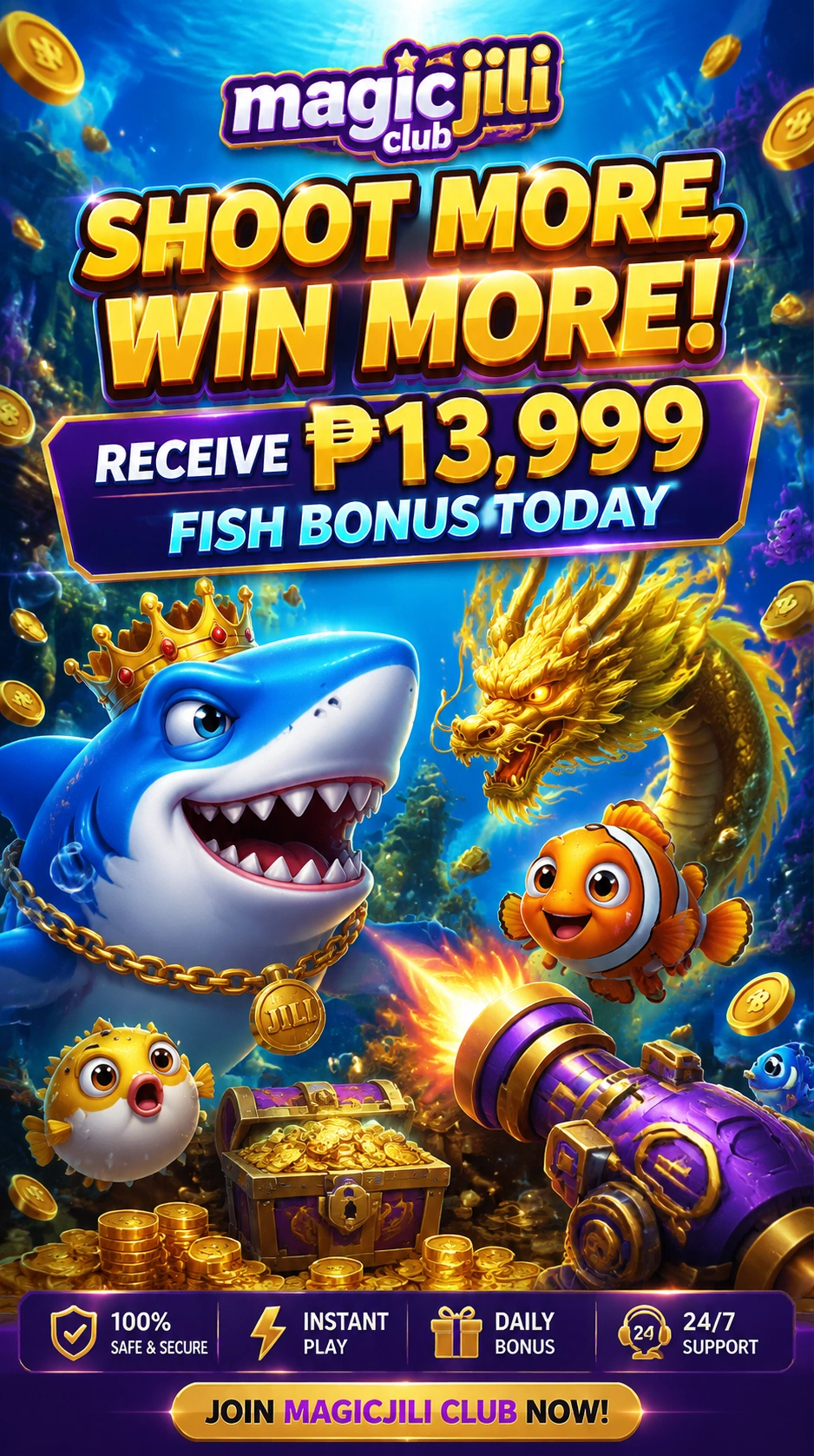 Fishing game room visual on a casino platform