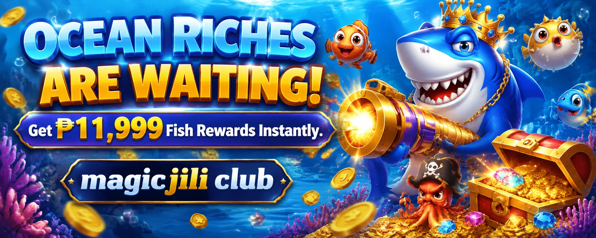 Fishing room with bright underwater themed gameplay